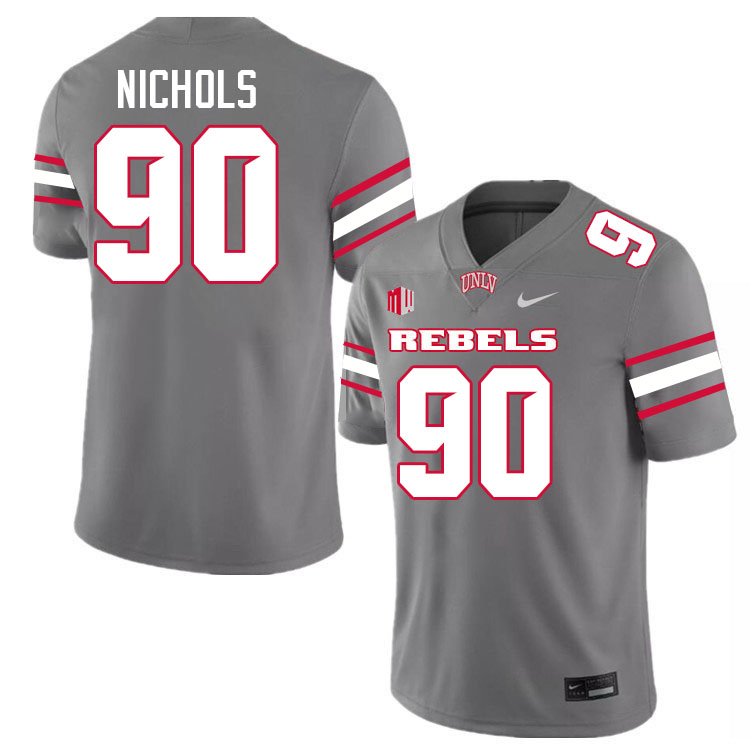 Men #90 Marshall Nichols UNLV Rebels College Football Jerseys Stitched-Grey